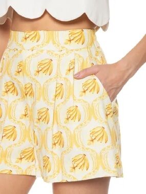 FARM Rio Yellow Banana-Print High-Waist Shorts